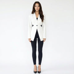 Blazer with Integrated Corset Detail and Waist Cut-Outs