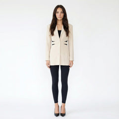 Single-Breasted Blazer with Waist Cut-Out Details