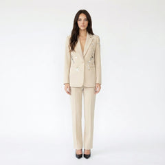 Sequin Embellished Blazer and Tailored Trouser Suit Set