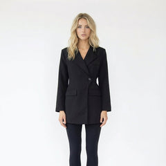 Double-Breasted Blazer with Side-Tie Waist Detail