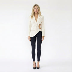 Asymmetric Cut-Out Blazer with Belted Waist Detail