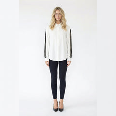 Contrast-Stripe Long-Sleeve Button-Up Shirt