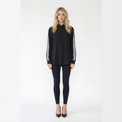 Contrast-Stripe Long-Sleeve Button-Up Shirt