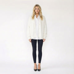 V-Neck Abstract Landscape Mohair Cardigan