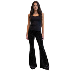 Glittering Velvet High-Rise Flare Pants