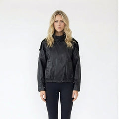 Oversized Faux Leather Moto Bomber Jacket