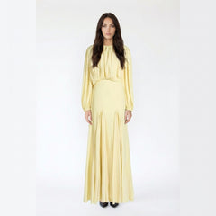 Bohemian Long-Sleeve Pleated Maxi Dress