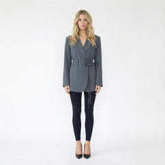 Flower Accent Belted Blazer Dress