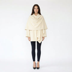 Draped Front Cape Coat with Scarf Detail