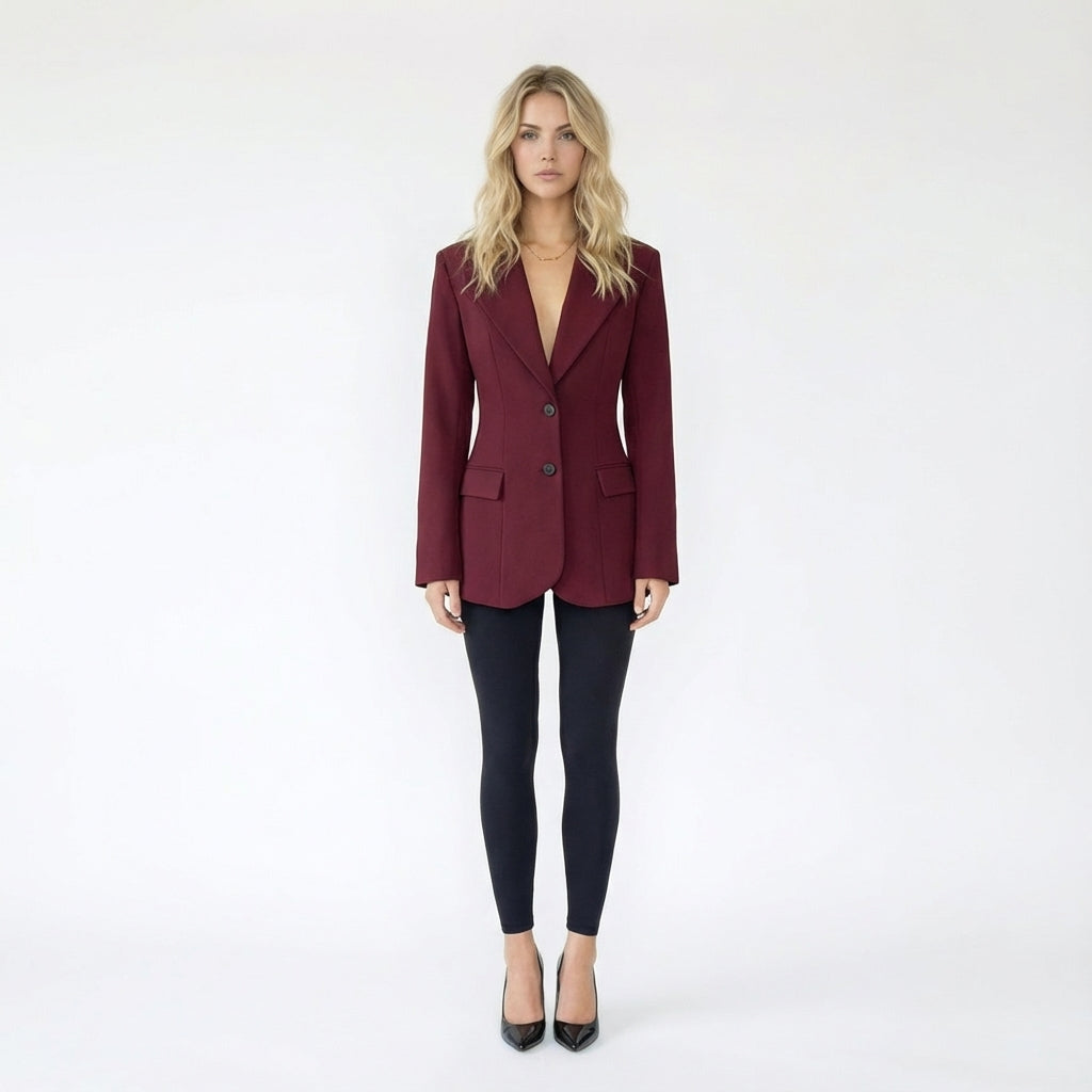 Tailored Hourglass Blazer with Wide Notched Lapels