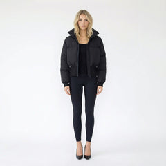 Cropped High-Neck Ribbed Puffer
