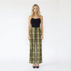 Plaid Wide Leg High Waisted Trousers