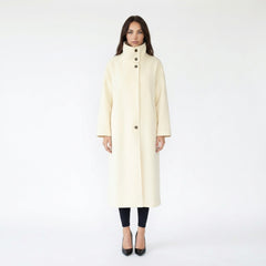 Minimalist High-Neck Wool-Blend Maxi Coat