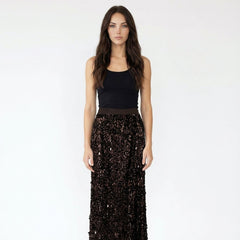 Shimmering Sequin-Embellished High-Waisted Midi Skirt