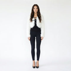 Shaggy Faux Fur Buckle-Front Bolero Jacket