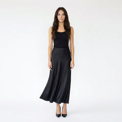 Satin A-Line Midi Skirt