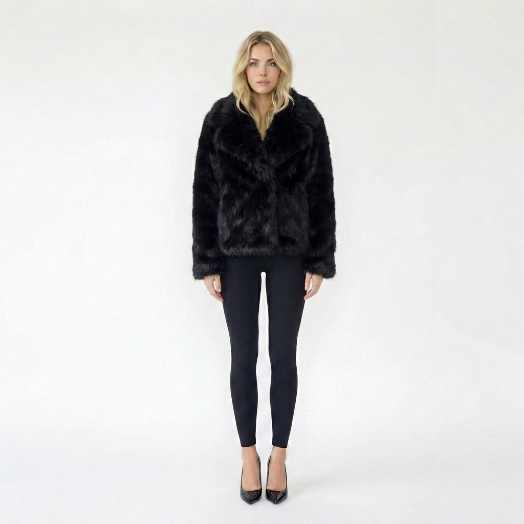 Oversized Faux Fur Lapel Jacket