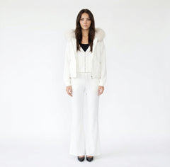 3-Piece Faux Fur Hoodie & Flare Pant Set