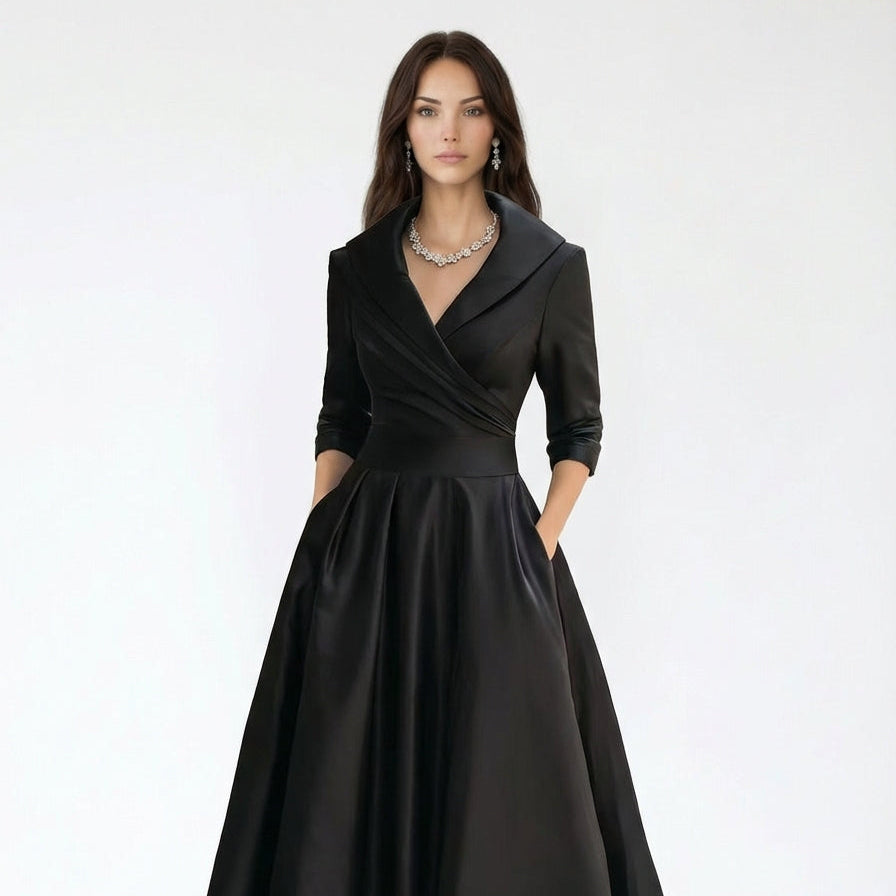 Satin Wrap-Front Midi Dress