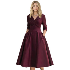 Satin Wrap-Front Midi Dress