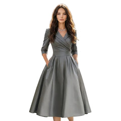 Satin Wrap-Front Midi Dress
