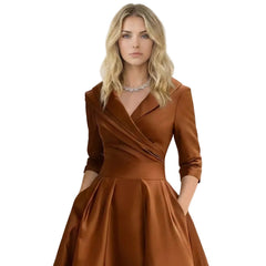 Satin Wrap-Front Midi Dress