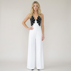 Winged Bodice Wide Leg Sleeveless Jumpsuit
