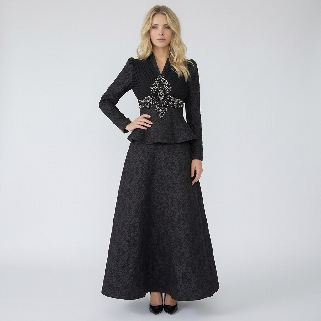 Ruffle Lace-Up Peplum Top with Sheer Layered Skirt Set