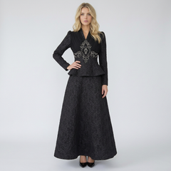 Ruffle Lace-Up Peplum Top with Sheer Layered Skirt Set