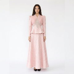 Ruffle Lace-Up Peplum Top with Sheer Layered Skirt Set