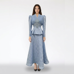 Ruffle Lace-Up Peplum Top with Sheer Layered Skirt Set