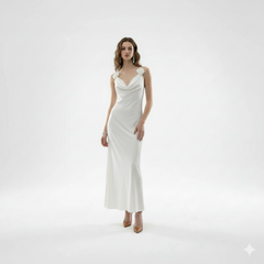 White Halter Draped Maxi Dress Floral Shoulder Slit Gown