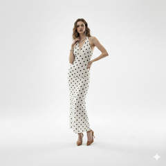 Polka Dot Halter Maxi Dress