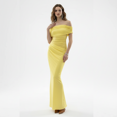 Yellow Off - Shoulder Maxi Dress