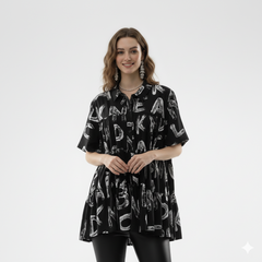 Stylish Graffiti Letter Print Shirt
