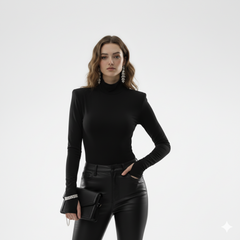 Minimalist Black Turtleneck Bodysuit