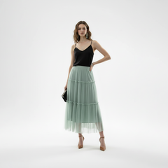 A Line Tulle Midi Long Skirts