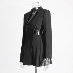 V-neck irregular hollow splicing suit skirt