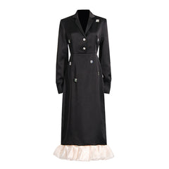 Black Embellished Long Blazer Dress