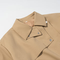 Chic Asymmetric Lapel Trench Coat with Waist Tie