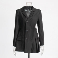 V-neck irregular hollow splicing suit skirt