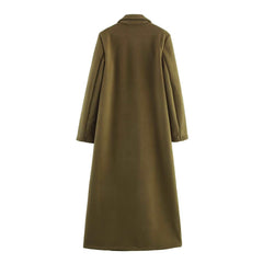Olive Double Breasted Long Coat
