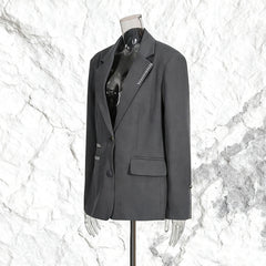 Two button embroidered long sleeved silhouette suit jacket
