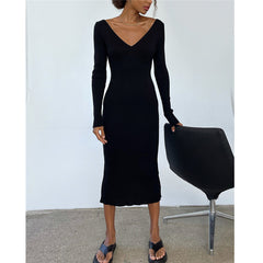 Minimalist Ribbed Bodycon Knit Dress