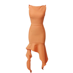 Fashion Asymmetrical Ruffle Midi Dress